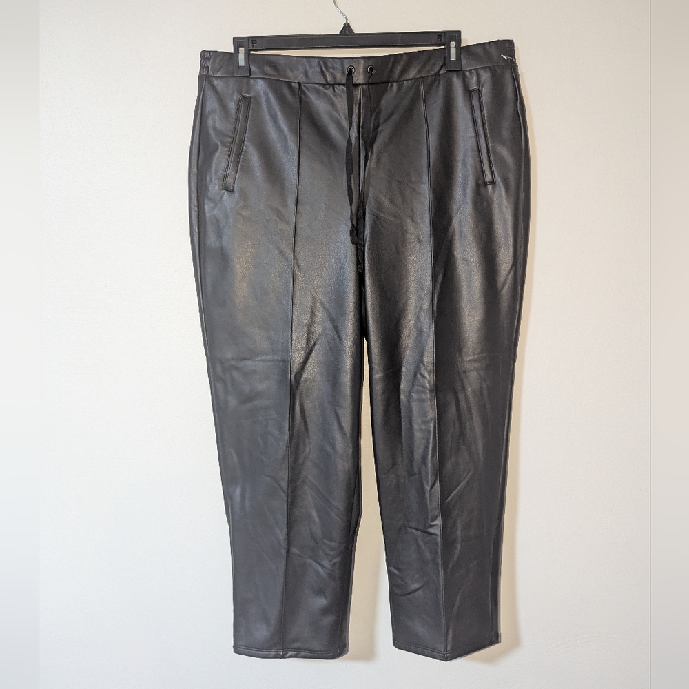 XXL Simply Vera Vera Wang Elastic Waist Pull On Faux Leather Pants
